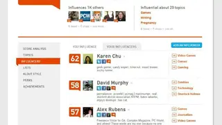 Klout screenshot