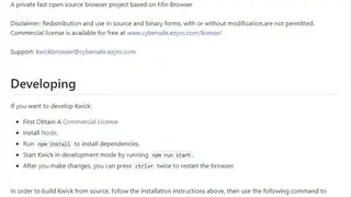 Kwick Browser screenshot