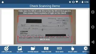 LEADTOOLS Check Scanning App screenshot