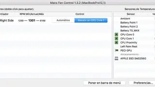 Lubbo’s MacBook Pro Fan Control screenshot