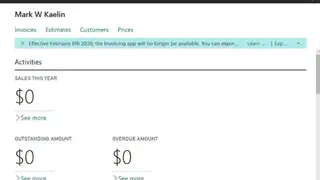 Microsoft Invoicing screenshot