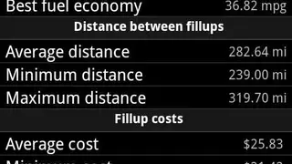 Mileage screenshot