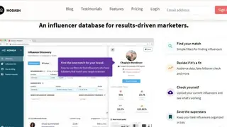 Modash Influencer Search screenshot