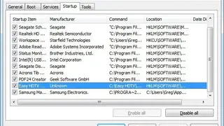 MSConfig screenshot