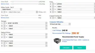 Newegg Power Supply Calculator screenshot