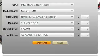 Newegg Power Supply Calculator screenshot