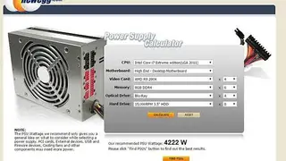 Newegg Power Supply Calculator screenshot