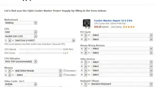 Newegg Power Supply Calculator screenshot