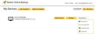 Norton Online Backup screenshot