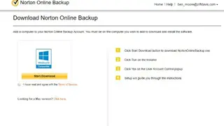 Norton Online Backup screenshot