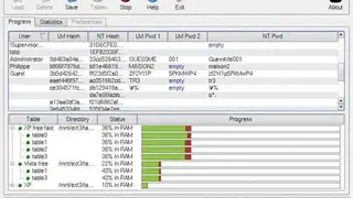 Ophcrack screenshot