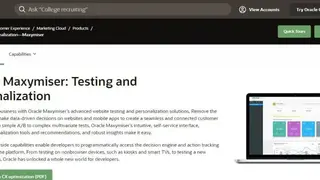 Oracle Maxymiser screenshot