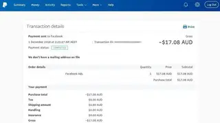 PayPal screenshot