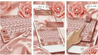 Pink Rose Gold Diamond Drops Keyboard Theme screenshot