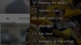 Pittsburgh Steelers application screenshot