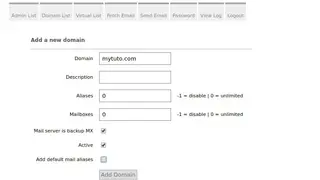 Postfix Admin screenshot