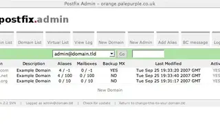 Postfix Admin screenshot