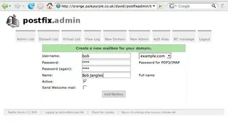 Postfix Admin screenshot