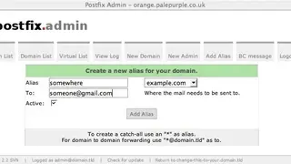 Postfix Admin screenshot