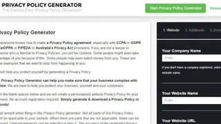 Privacy Policy Generator screenshot