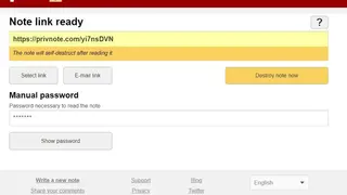 Privnote screenshot
