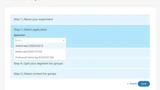 Pushwoosh A/B Testing screenshot