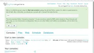 PythonAnywhere screenshot