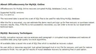 Recover MySQL Database ONLINE screenshot