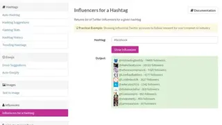 RiteKit Hashtag Suggestions API screenshot