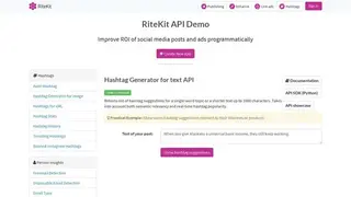 RiteKit Hashtag Suggestions API screenshot
