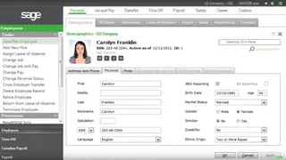 Sage HRMS screenshot
