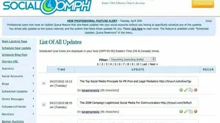 SocialOomph screenshot