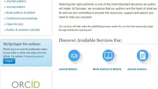Springer Authors & Editors screenshot