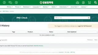 Swappa IMEI screenshot