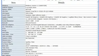 System Spec screenshot