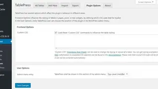 TablePress screenshot