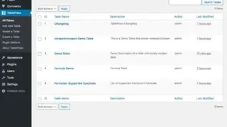TablePress screenshot