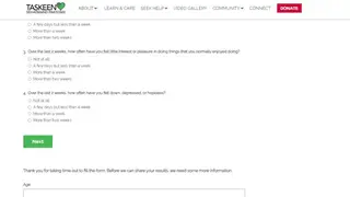 Taskeen Distress Screening screenshot