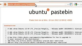 Ubuntu Pastebin screenshot