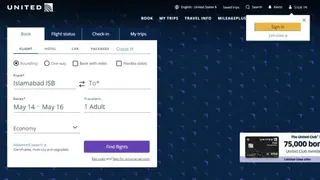 United Airlines screenshot