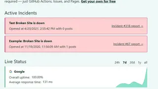 Upptime screenshot