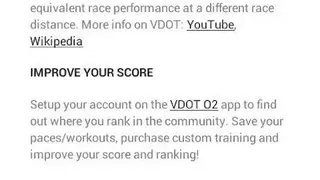 VDOT Running Calculator screenshot