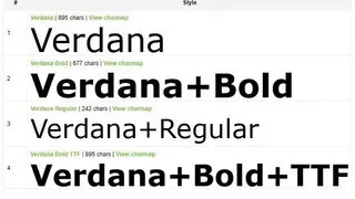 Verdana screenshot