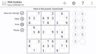 Web Sudoku screenshot