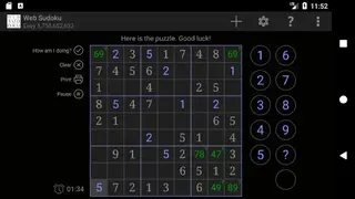 Web Sudoku screenshot