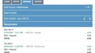 Webtimeclock screenshot