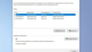 Windows Disk Defragmenter screenshot