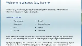 Windows Easy Transfer screenshot