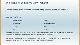 Windows Easy Transfer screenshot