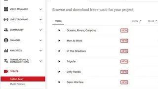YouTube Audio Library screenshot